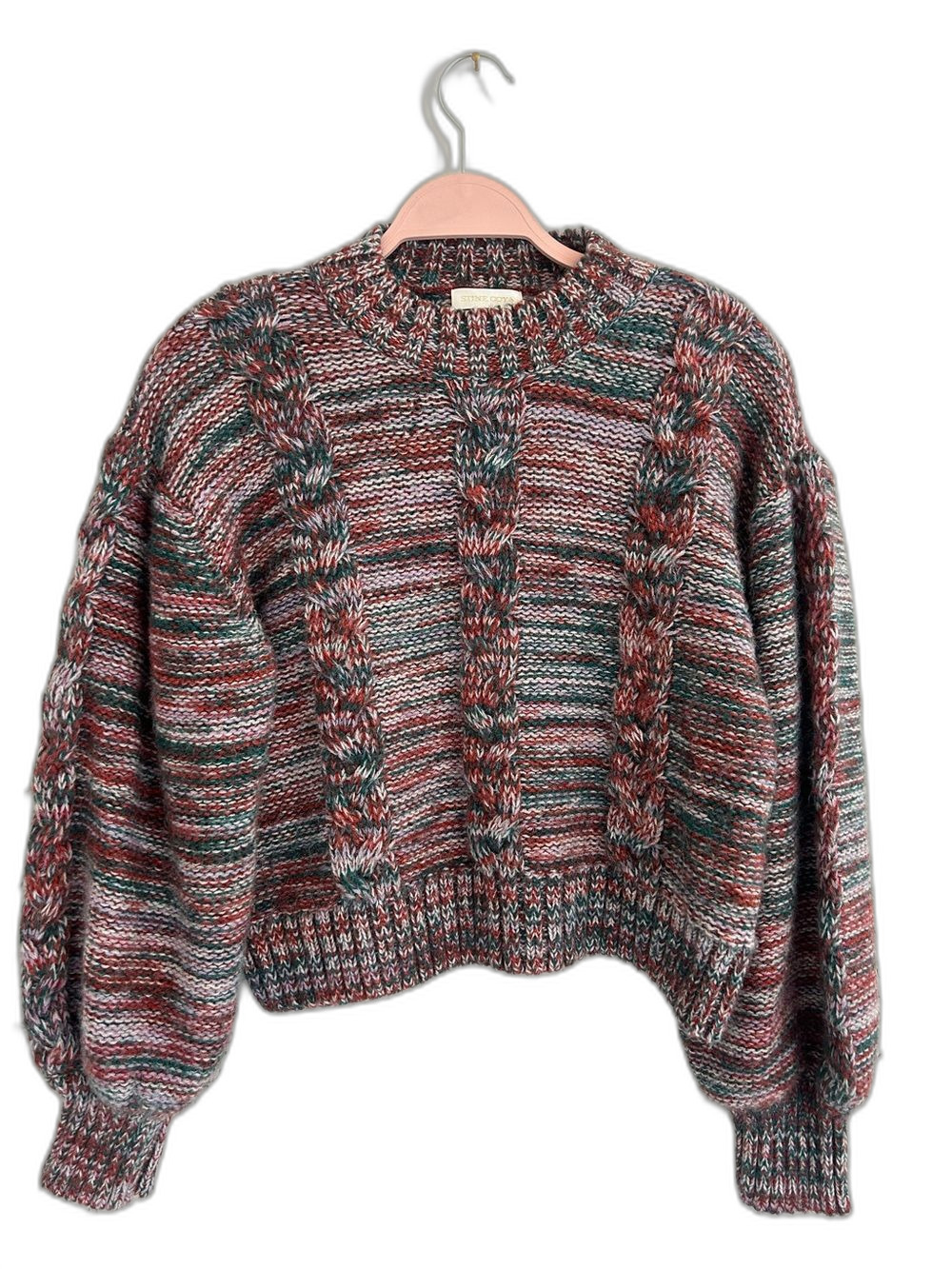 STINE GOYA Gio Marled Cable Knit Sweater Multicolor Crewneck Size S